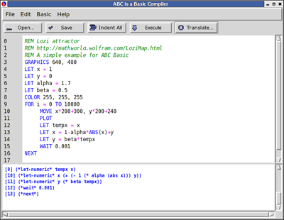 The ABC IDE running on GNU/Linux